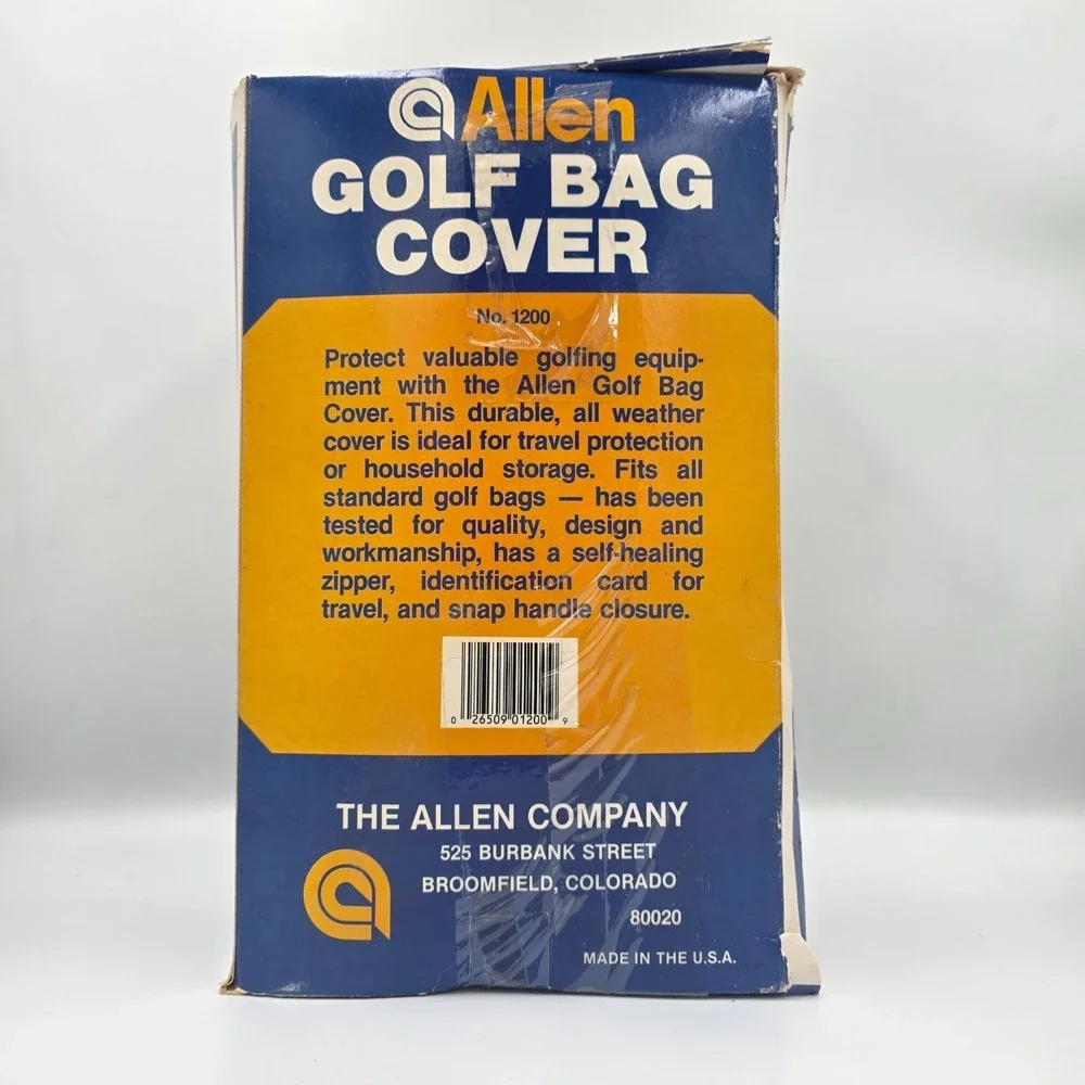 Vintage Allen Golf Bag Cover No. 1200 USA 1980's Vinyl‎ One Size Travel Storage
